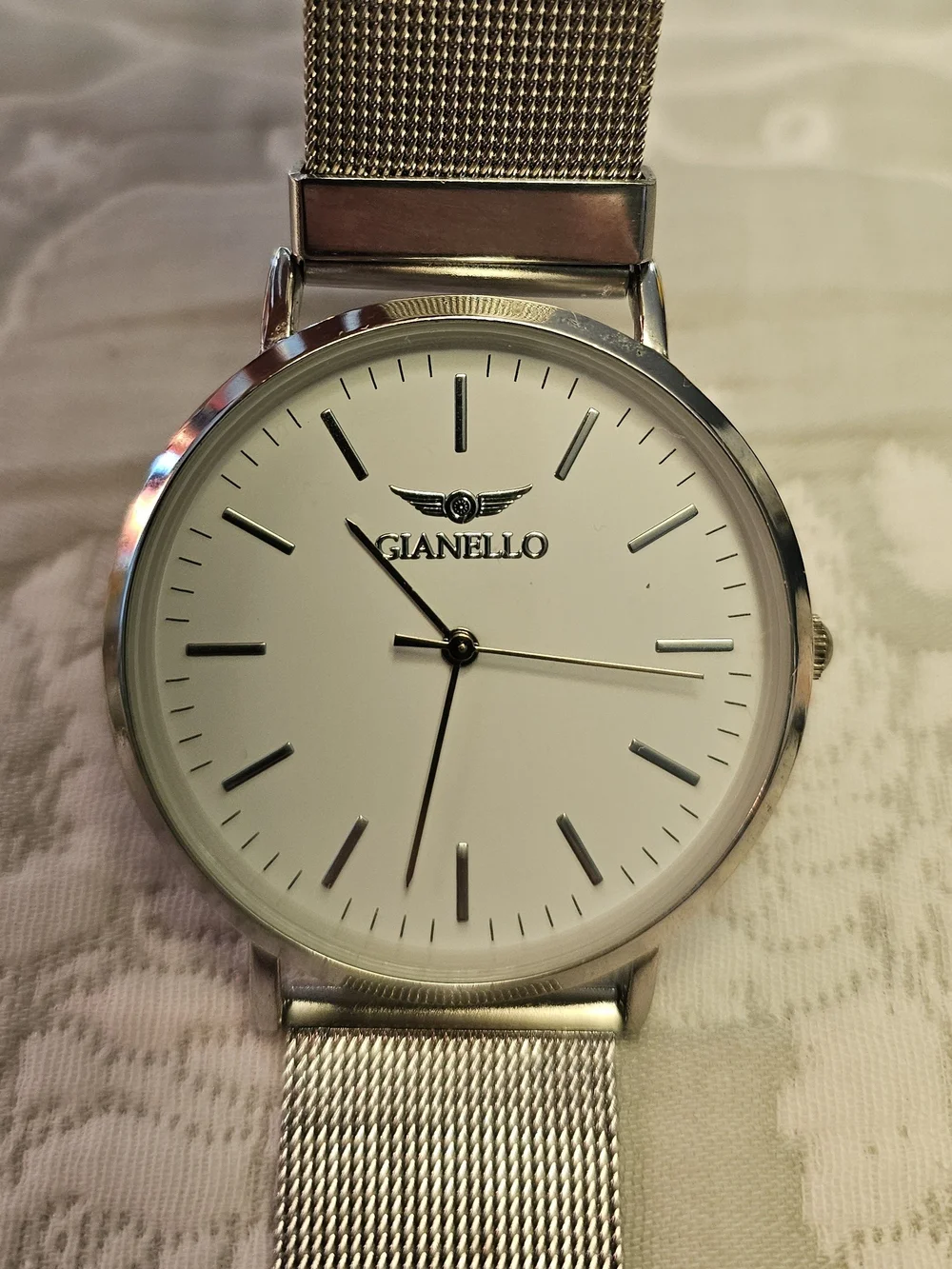 Gianello Stainless Steel Case Back Slim Case Mesh Bracelet Watch Italian Design